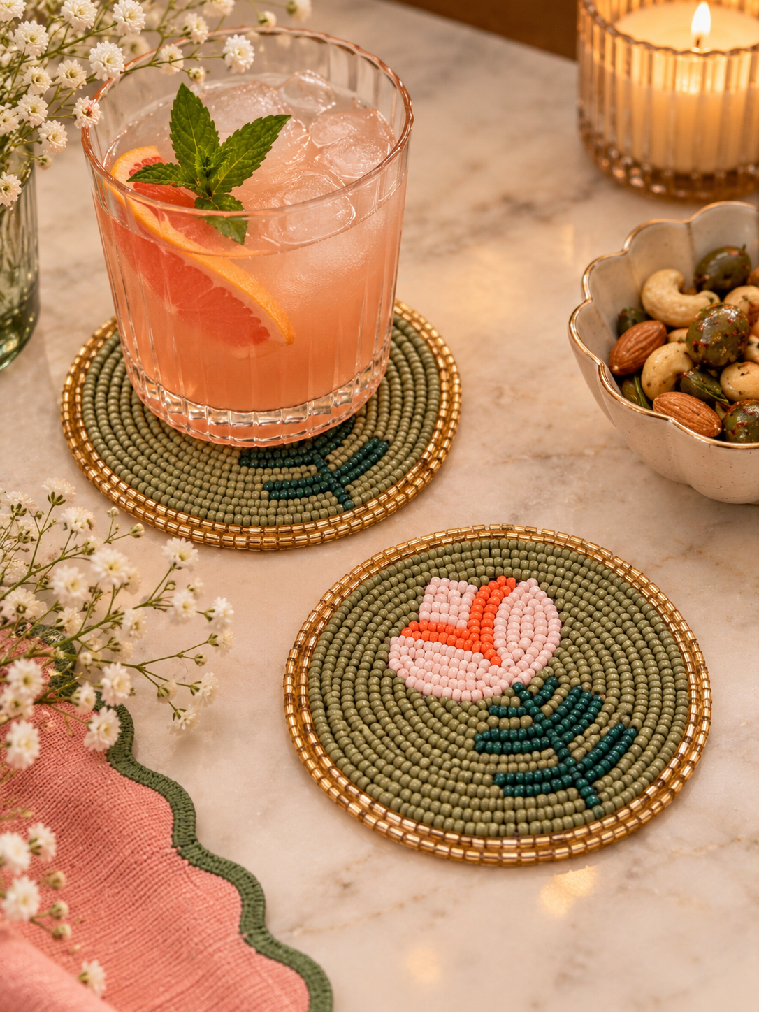 Coasters - Olive Bloom (Set of 2)