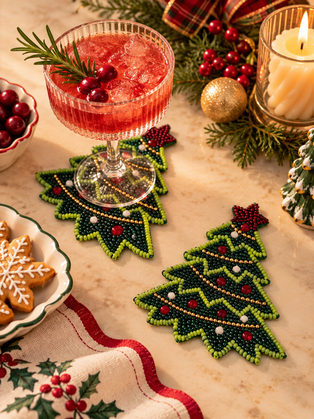 Coasters - Christmas Tree (Set of 2)